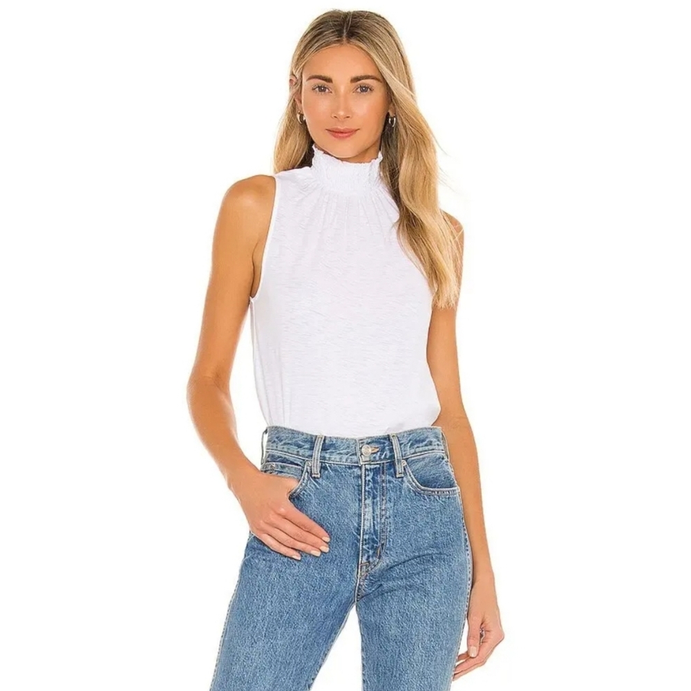 Nation LTD Winona Victorian Mock Neck Tank Size Medium Color White NWT
